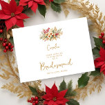 Delikatessen Glam Christmas Floral Gold Bridesmaid<br><div class="desc">Delicate Glam Weihnachtsbouquet in Imitats Gold Bridesmaid Hochzeitsvorschläge Karten. Fügen Sie Ihrem Vorschlag eine Touch Weihnachtseleganz mit unseren Karten hinzu, mit einem glamourösen Blumenstrauß in Urlaubstönen mit subtilen Imitaten goldenen Akzenten. Dieses raffinierte und festliche Design erinnert an den Zauber der Saison, ohne dabei offen zum Weihnachtsthema zu werden. Ideal für...</div>