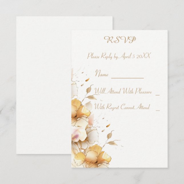 Delikatessen Golden Floral RSVP Karte (Vorne/Hinten)