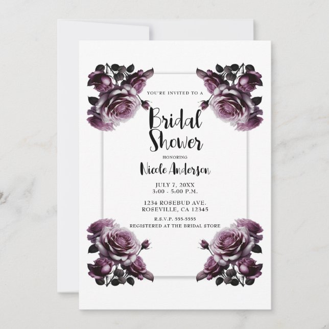 Delikatessen Rosa Rosen Shabby Dusche Einladung (Vorderseite)