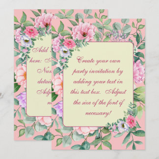 Delikatessen Rosa Summer Garden Party Floral Gebur Einladung