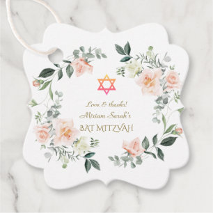 Delikatessen Weiße Blume Bat Mitzvah Geschenkanhänger