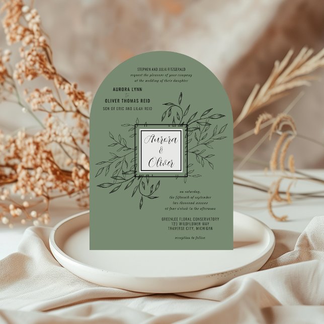 Delikatfolie | Sage Green Arch Wedding Einladung (Von Creator hochgeladen)