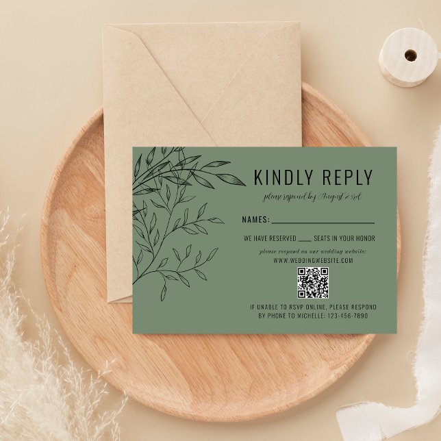 Delikatfolie | Sage Green | Hochzeit auf der Websi RSVP Karte (Von Creator hochgeladen)