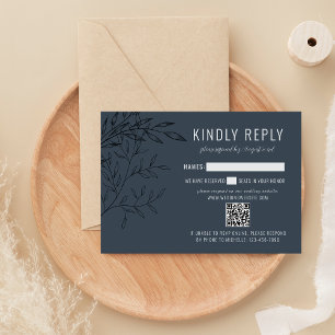 Delikatfolie Stahlblau Hochzeit auf der Websit RSVP Karte