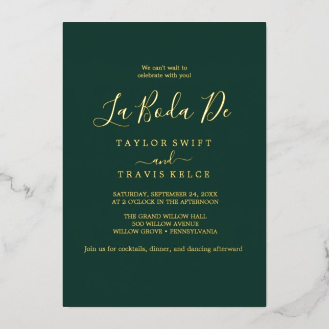 Delikatour | Emerald La Boda De Wedding Folieneinladung (Vorderseite)