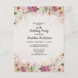 Delikatrosa Lila Wasserfarbe Blumengeburt Postkarte