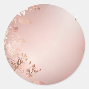 Delikatrosa und Rose Gold Floral Runder Aufkleber