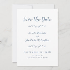 Delikatskript Romantische Kalligrafie Dusty Blue Save The Date