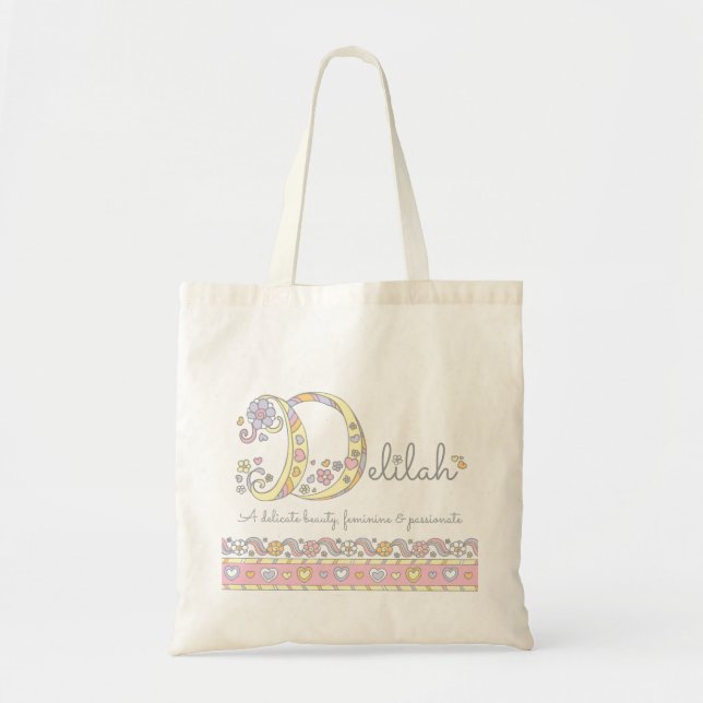 Delilah baby girls name bedeutet monogram herzen tragetasche (Vorne)