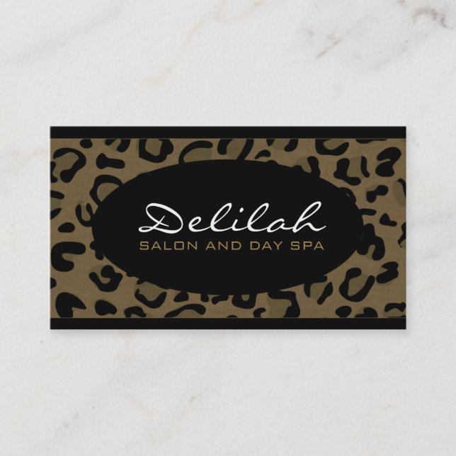 Delilah Leopard Print Black Chic Business Card Visitenkarte (Vorderseite)