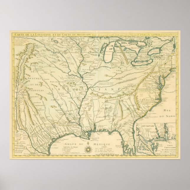 Delisle. Carte de la Louisiane... Paris, 1718 Poster (Vorne)