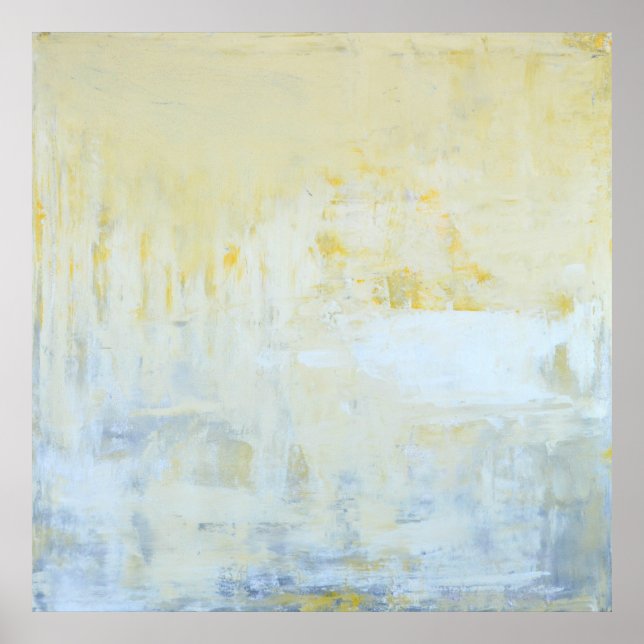 "Delivered" Graue und gelbe Abstrakte Kunst Poster (Vorne)