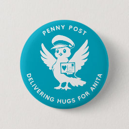 Delivering Hugs Penny Post Bird Button