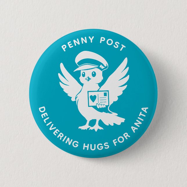 Delivering Hugs Penny Post Bird Button (Vorderseite)