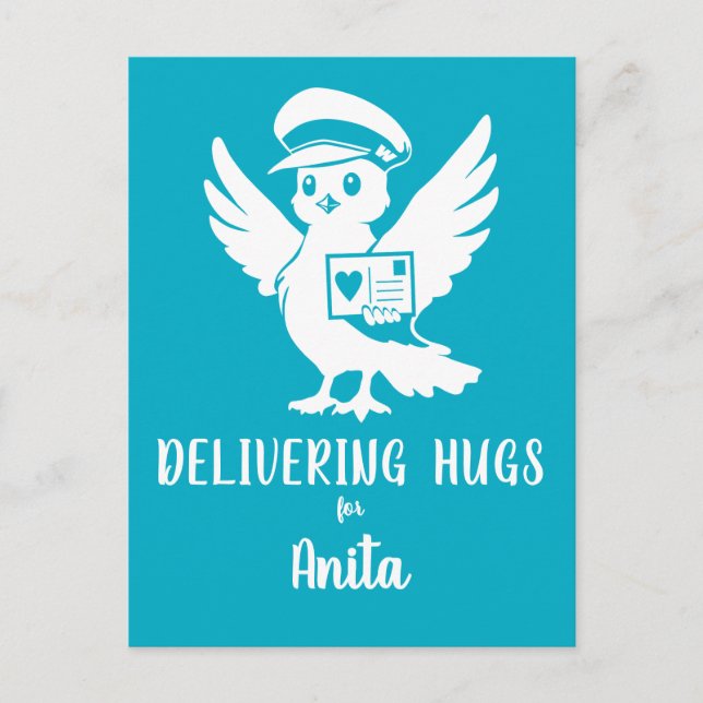 Delivering Hugs Penny Post Mascot Postcard Postkarte (Vorderseite)