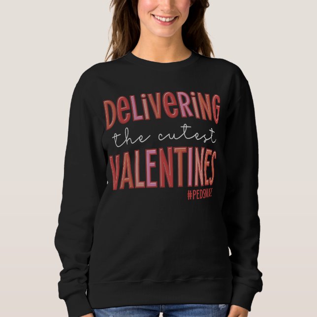 Delivering The Cutest Valentines Day Retro Peds Nu Sweatshirt (Vorderseite)