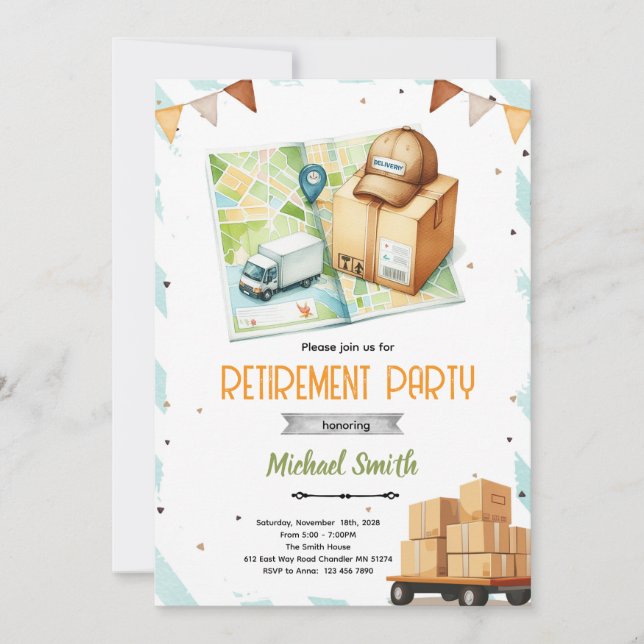 Delivery driver retirement invitation einladung (Vorderseite)