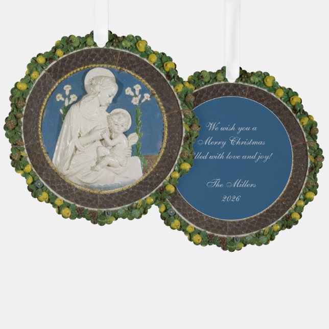 Della Robbia Jungfrau der Lilies Fruits Christmas Ornament Karte (Vorderseite/Rückseite)