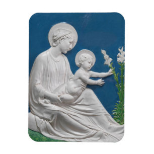 Della Robbia Madonna and Child Blue White Lilies Magnet
