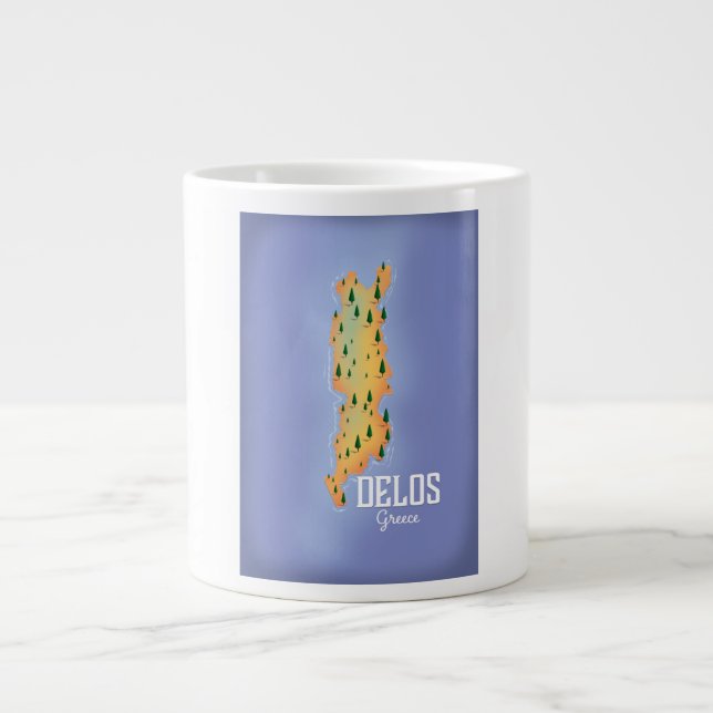 Delos Greece Map Reiseplakat Jumbo-Tasse (Vorderseite)