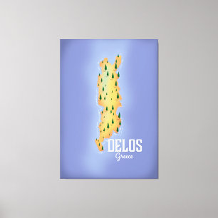 Delos Greece Map Reiseplakat Leinwanddruck