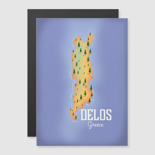 Delos Greece Map Reiseplakat Magnetkarte