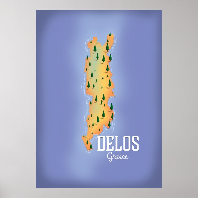 Delos Greece Map Reiseplakat Poster (Vorne)