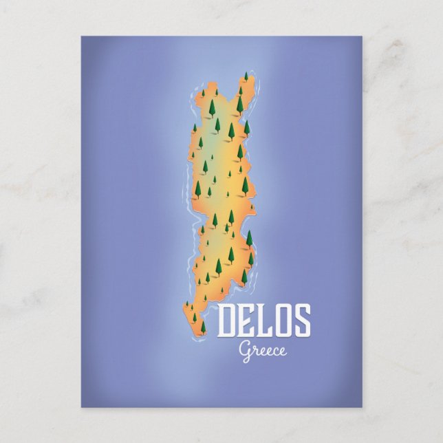 Delos Greece Map Reiseplakat Postkarte (Vorderseite)