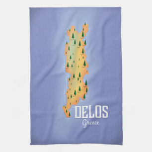 Delos Griechenland Karte Reiseplakat Geschirrtuch