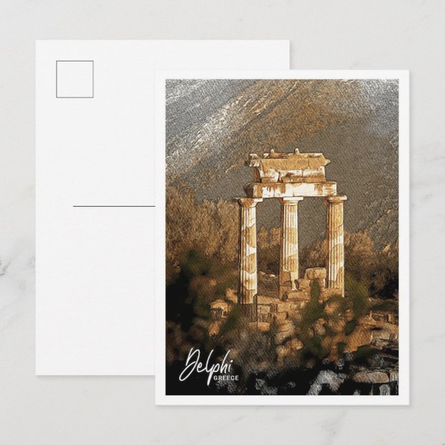 Delphi Griechenland Schöne Farbstift Landschaft Postkarte (Vorne/Hinten)