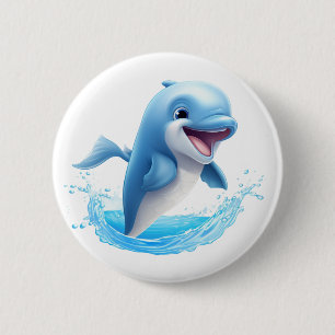 Delphin-Abbildung des Cartoon Button