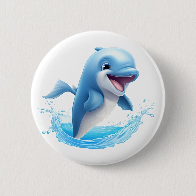 Delphin-Abbildung des Cartoon Button (Vorderseite)