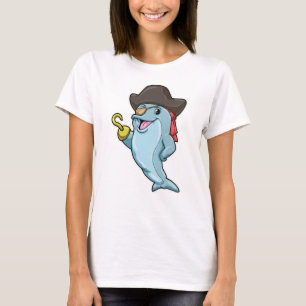 Delphin als Pirate mit Augenpflaster und Hakenhand T-Shirt
