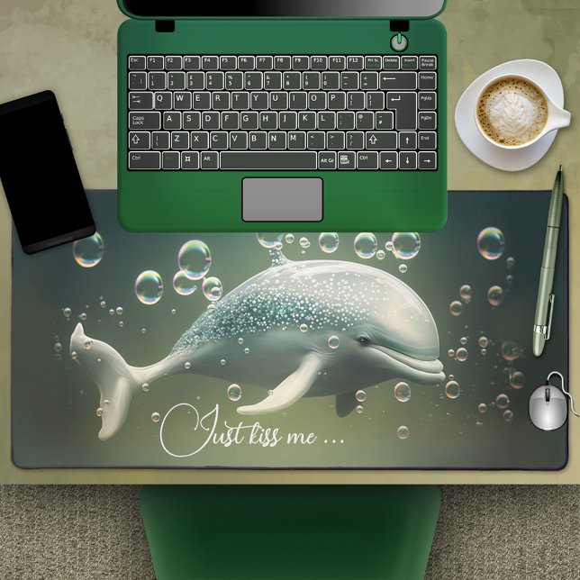 Delphin Animal Lover Ocean Schreibtischunterlage (Desk mat featuring a dreamy under water scene with a dolphin and your own funny text(s))