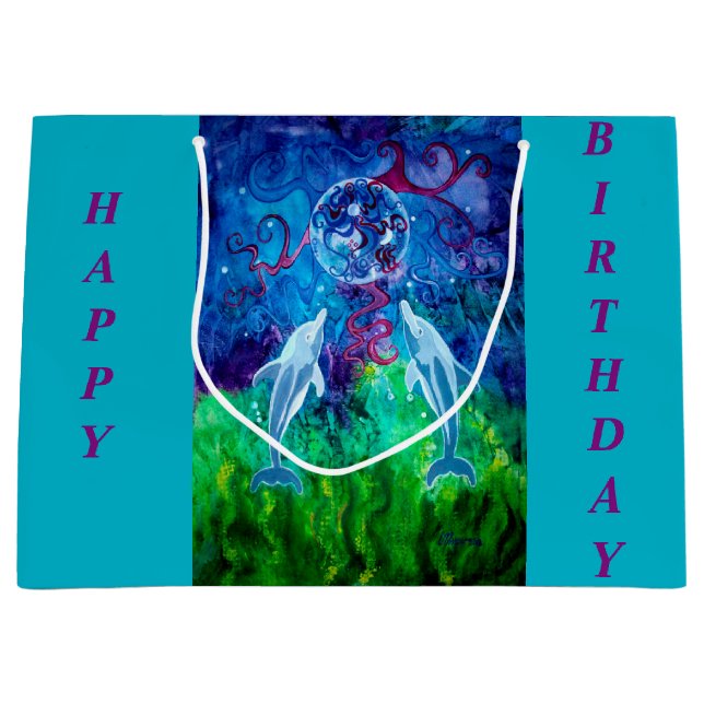 Delphin-Anstarren-Geschenk-Tasche Große Geschenktüte (Vorderseite)