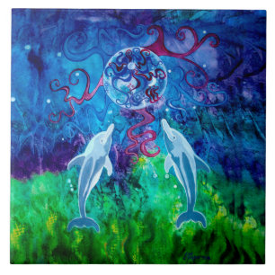 Delphin-Anstarren-Keramik-Fliese Fliese