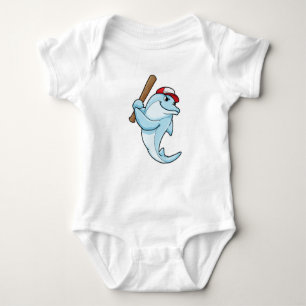 Delphin bei Baseball als Batsman Baby Strampler