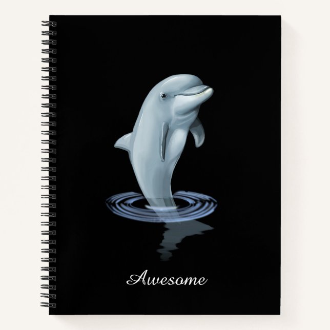 Delphin, Custom Anchor und Skript auf Schwarz Notizbuch (Vorderseite)