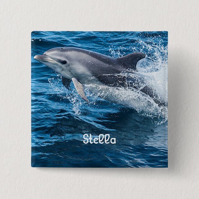 Delphin, der personalisierten Knopf spritzt Button (Vorderseite)