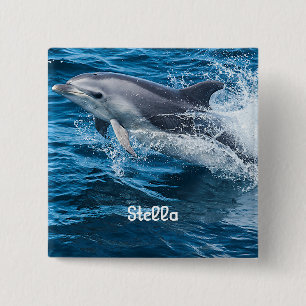 Delphin, der personalisierten Knopf spritzt Button