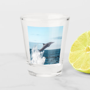 Delphin, die aus dem Ozean springen Schnapsglas