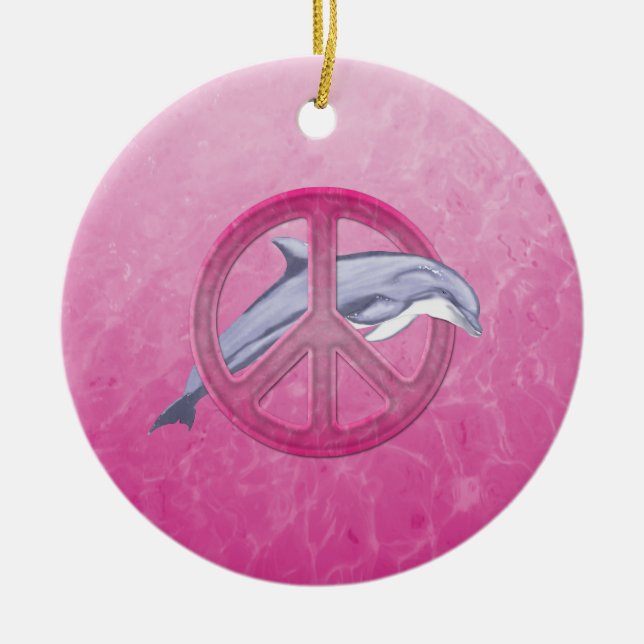 Delphin-Friedensrosa Keramikornament (Vorne)