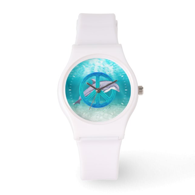 Delphin-Friedenssymbol Armbanduhr (Vorderseite)