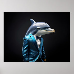 Delphin im Anzug Poster