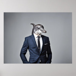 Delphin im Anzug Poster
