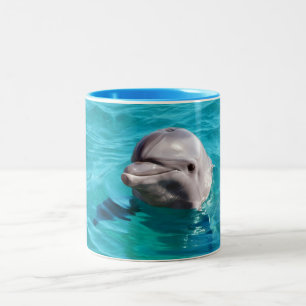 Delphin im blaues Wasser-Foto Zweifarbige Tasse