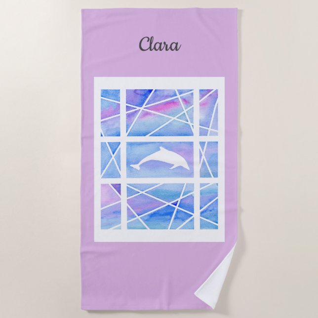 Delphin im kundengerechten Pastellnamen Strandtuch (Vorderseite)