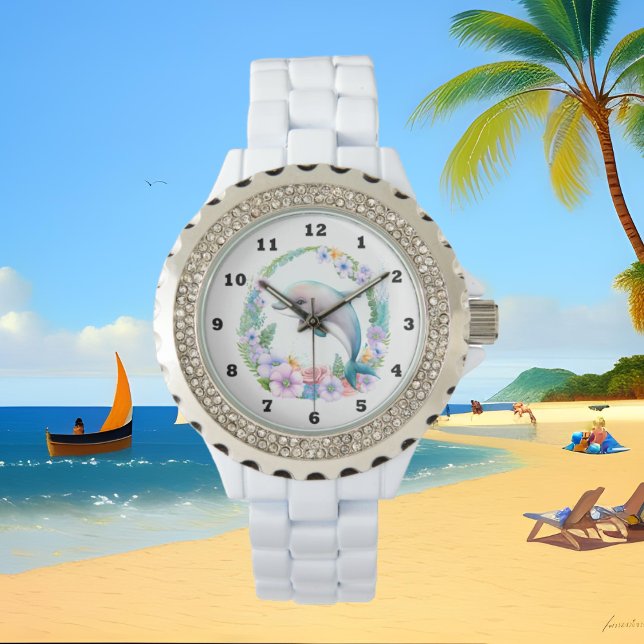 Delphin-Liebhaber von niedlichen Wasserfarben Armbanduhr (Von Creator hochgeladen)