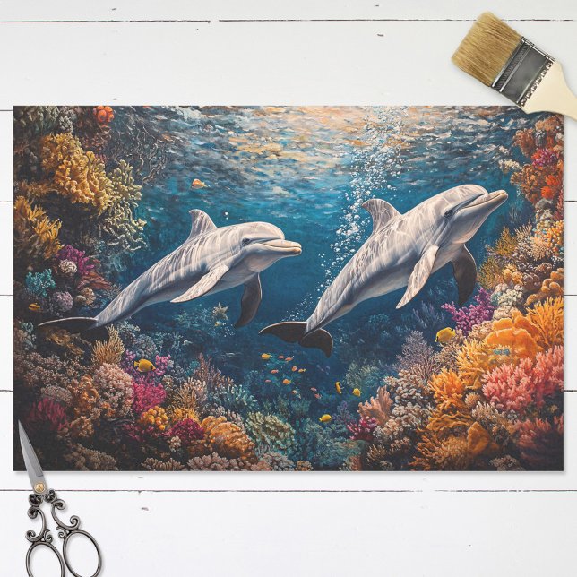 Delphin Pod Coral Reef Decoupage Seidenpapier (Von Creator hochgeladen)