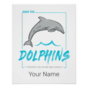 Delphin schützt Porpoise und Ozean Vintag Poster